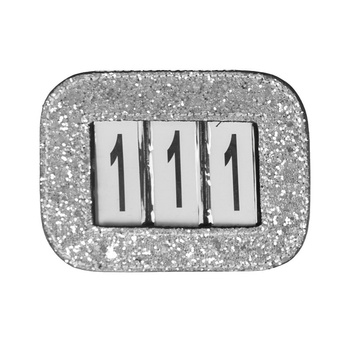 Numerek startowy Glitter srebrny